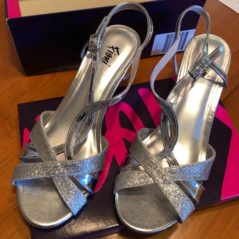 Silver glittery wedges